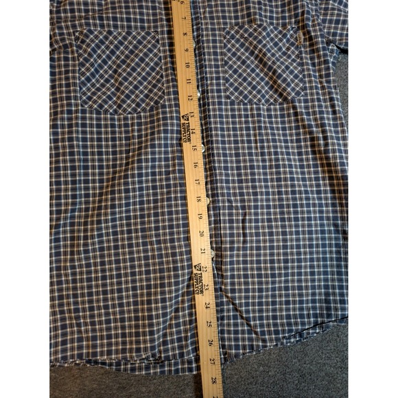 Carhartt Shirt Men's Medium Button Up Short Sleeve Relaxed Fit Blue Plaid - Picture 2 of 11